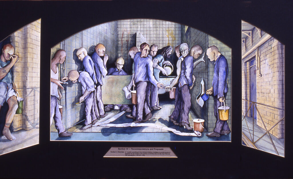 'Last Slop Out', painting by Peter Cameron depicting prison life