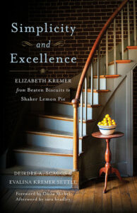 Book cover for 'simplicity and elegance' picturing stairs and a bowl of fruit