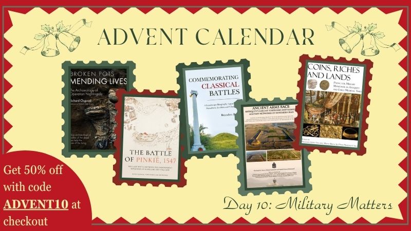 Cream image with red zigzag border showing the five books included in Day 10 of the Advent Calendar offer
