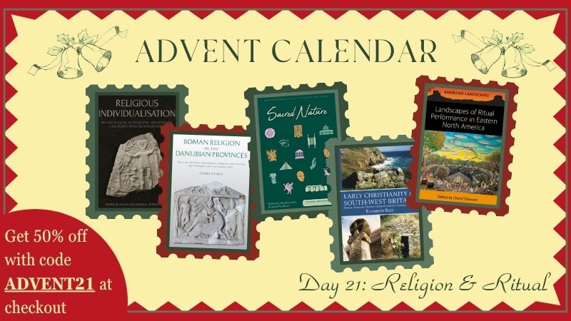 Cream image with red zigzag border showing the five books on offer for day 21 of the the Oxbow Advent Calendar