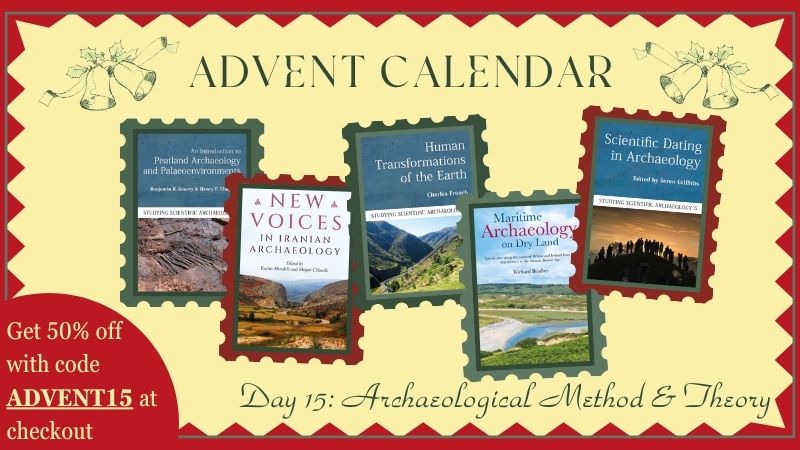 Cream image with red zigzag border showing the five books on offer for Day 15 of the Oxbow Advent Calendar