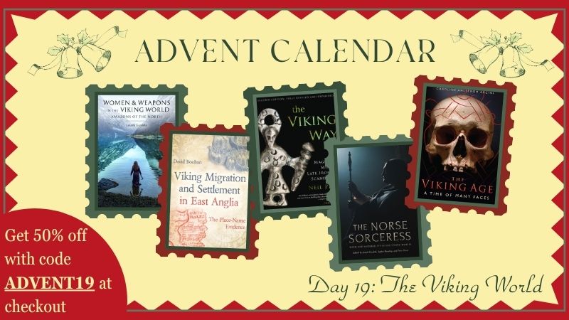 Cream image with red zigzag border showing the five books on offer for day 19 of The Oxbow Advent Calendar