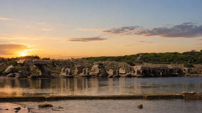 Image showing the coastline of southern Latium at sunset